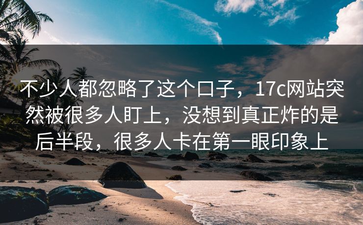 不少人都忽略了这个口子，17c网站突然被很多人盯上，没想到真正炸的是后半段，很多人卡在第一眼印象上